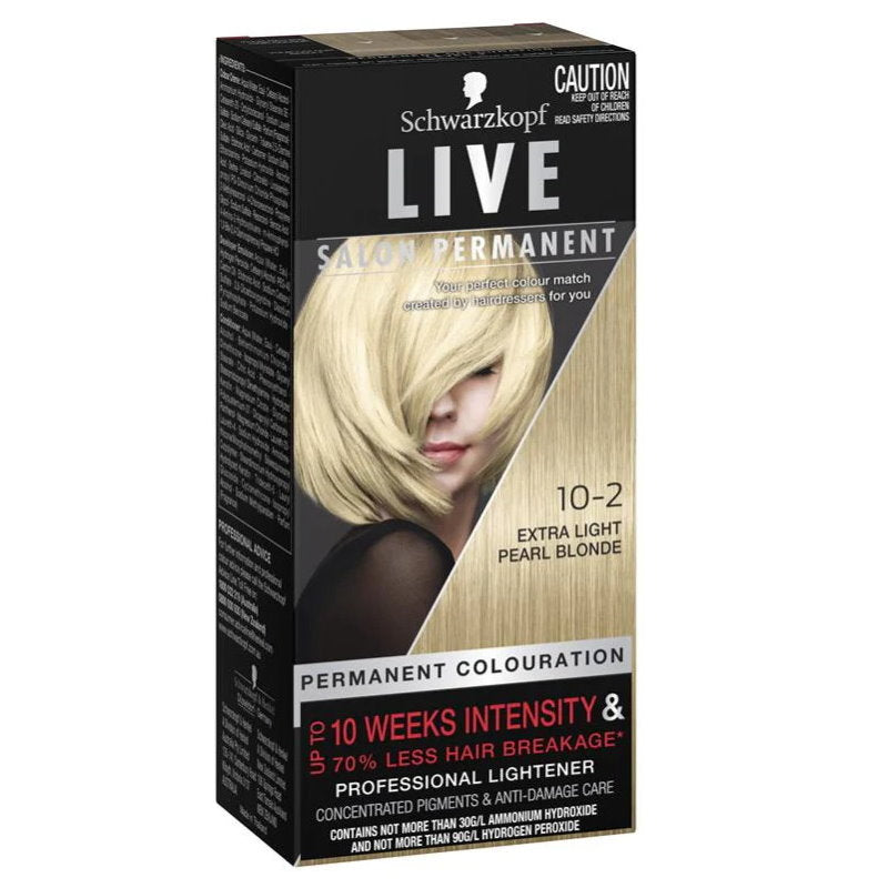 Shop Online Schwarzkopf LIVE Salon Permanent Hair Colour 10-2 Extra Light Pearl Blonde - Makeup Warehouse
