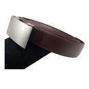 OSKA Men’s Belt Genuine Leather Automatic Buckle Matt Silver - Deep Brown