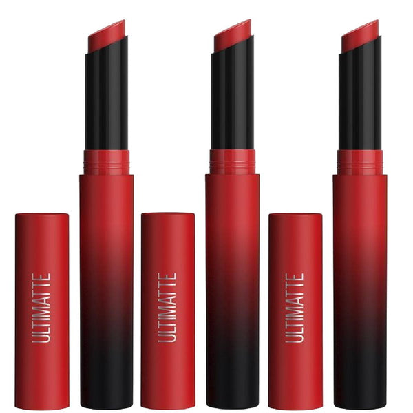 3x Maybelline Color Sensational Ultimatte Matte Slim Lipstick 199 More Ruby