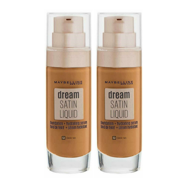 2x Maybelline Dream Satin Liquid Foundation / Hydrating Serum - 53 Classic Tan