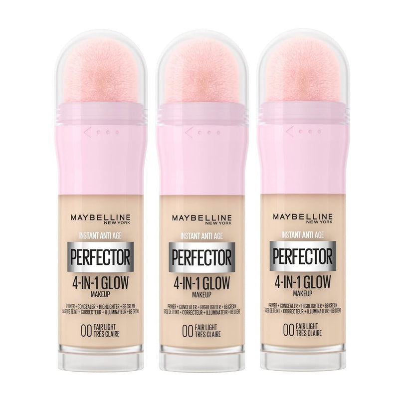 3x Maybelline Instant Anti Age Perfector 4 in 1 Glow Makeup 20ml 00 Fair Light