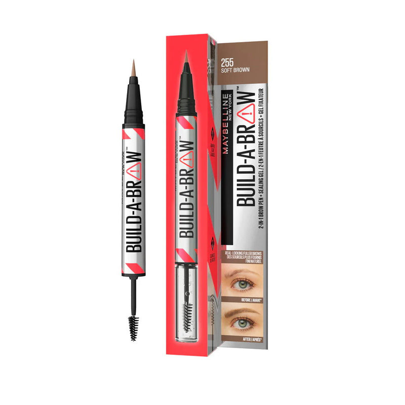 3x Maybelline Build A Brow 2 in 1 Pen Sealing Gel Eyebrow 255 Soft Brown