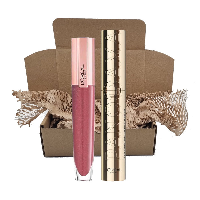 2pk SET L'Oreal Paris Rouge Signature Lip Gloss 404 I Assert and Panorama Million Lashes Mascara Black