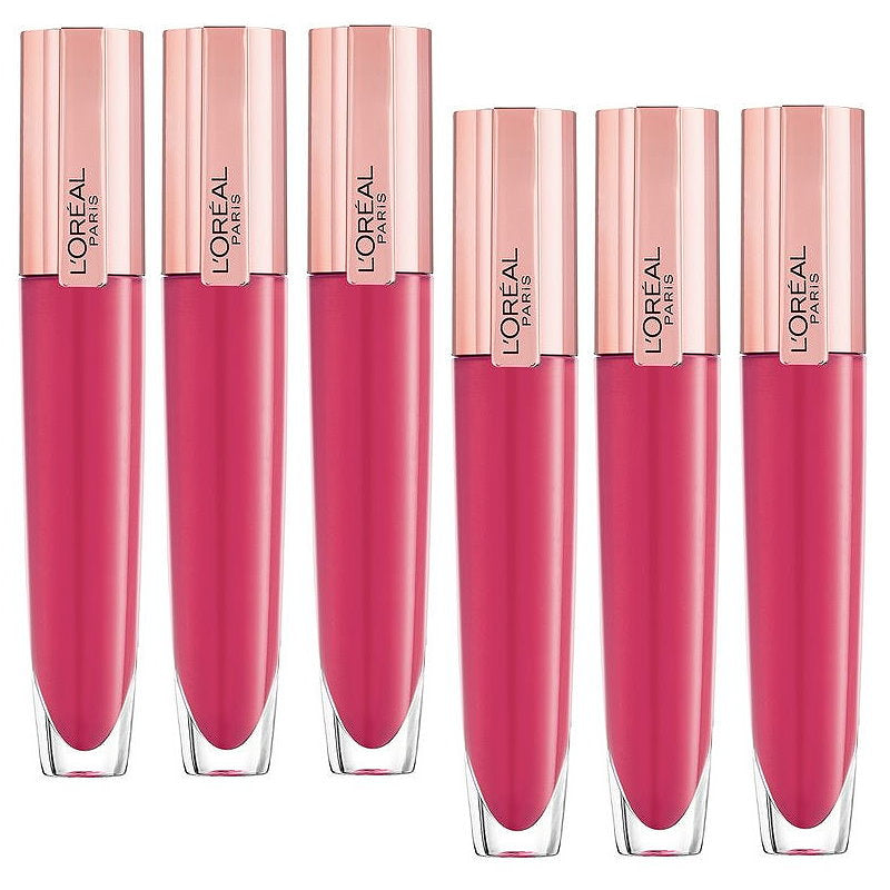 6x L'Oreal Paris Rouge Signature Plump Lip Gloss 7ml 408 I Accentuate