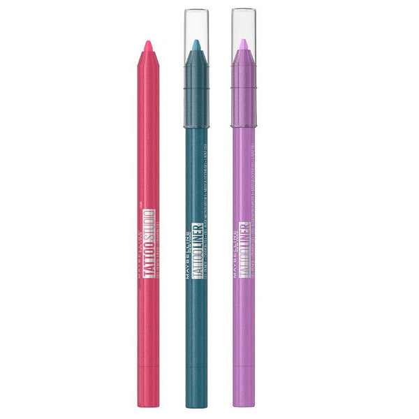 3pk SET Maybelline Tattoo Gel Pencil Eyeliner 812 Lavender Lights + 813 Punchy Pink and 814 Blue Disco