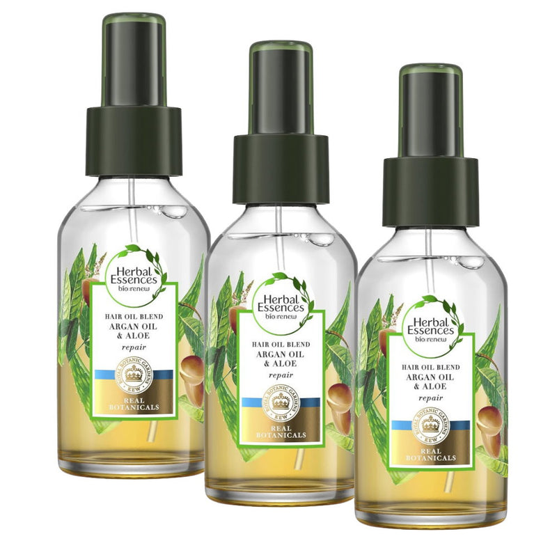 Shop Online 3x Herbal Essences Hair Oil Blend Argan Oil & Aloe Repair - Makeup Warehouse Australia