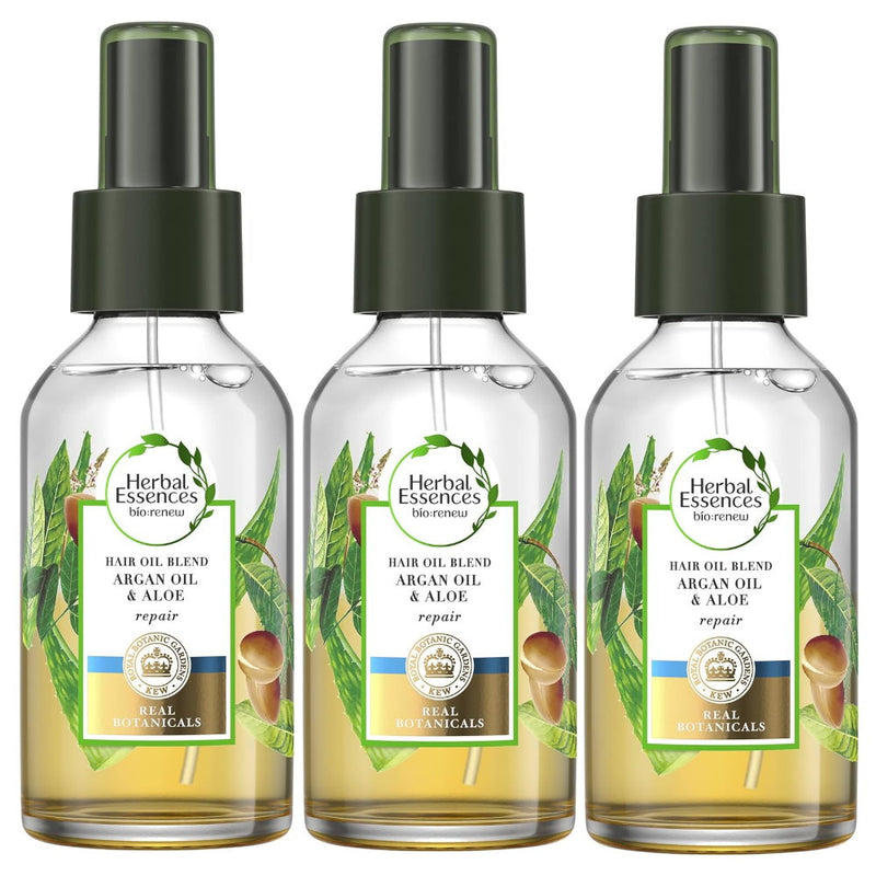 Shop Online 3x Herbal Essences Hair Oil Blend Argan Oil & Aloe Repair - Makeup Warehouse Australia