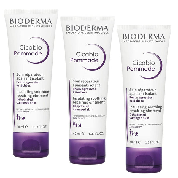 3pk Bioderma Cicabio Pommade Insulating Soothing Repairing Ointment for Dehydrated Weakened Skin 40ml