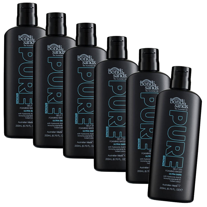 6x Bondi Sands Pure Bronze Self Tan Foaming Water Ultra Dark 200mL