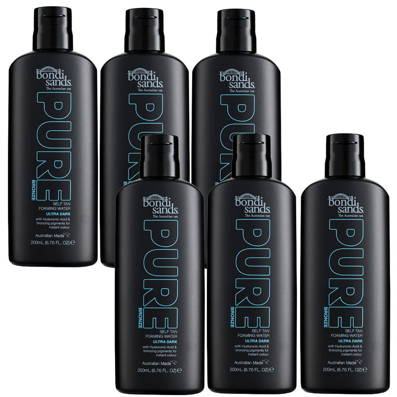 6x Bondi Sands Pure Bronze Self Tan Foaming Water Ultra Dark 200mL