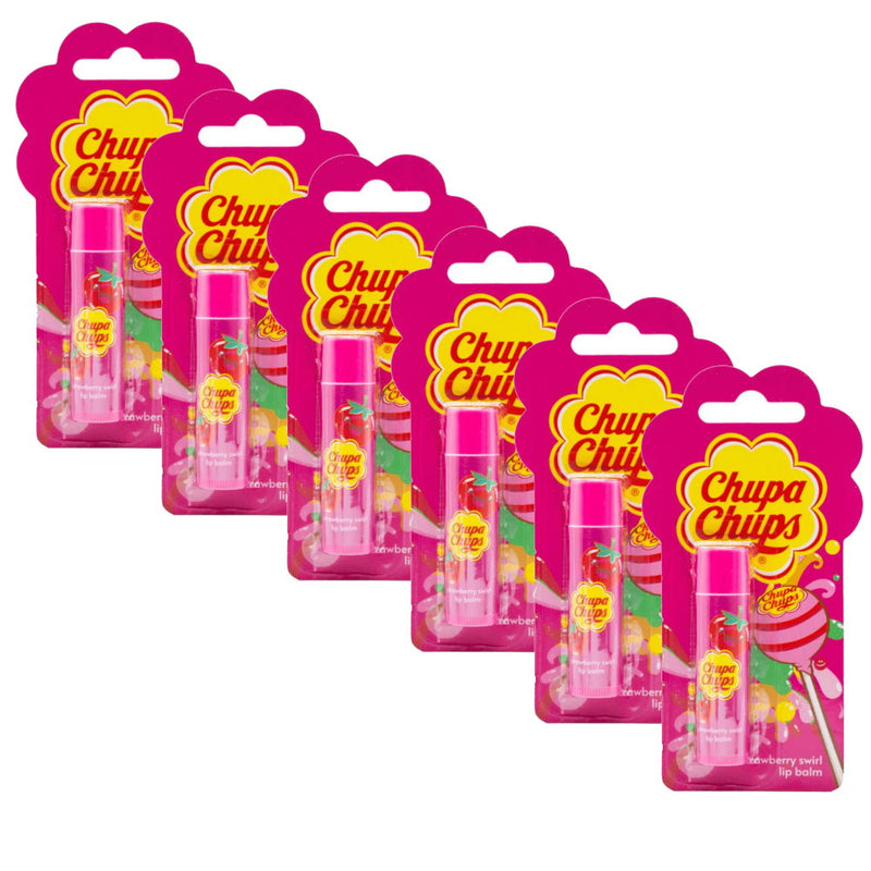 6x Chupa Chups Lip Balm Strawberry Swirl