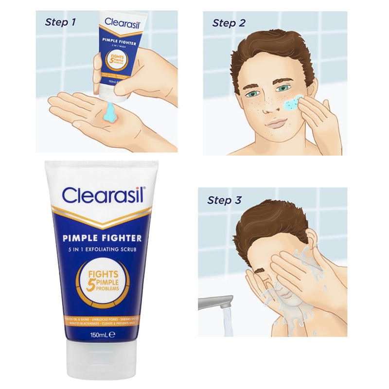 Clearasil 5 In 1 Pimple Fighter Exfoliating Scrub 150ml