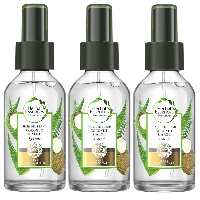 Shop Online 3x Herbal Essences Hair Oil Blend Coconut & Aloe Hydrate 100ml - Makeup Warehouse Australia