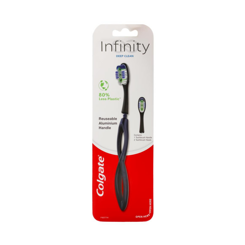 Colgate Infinity Deep Clean Aluminium Handle Toothbrush with 2 Replaceable Heads