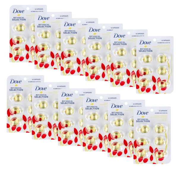 12x Dove Botanical Selection Nourishing Hair Oil Infused With Rosehip Oil 6 Capsules x 1ml