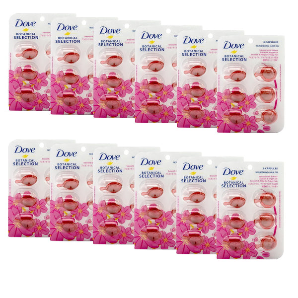 12x Dove Botanical Selection Nourishing Hair Oil Infused With Sakura Extract & Argan Oil 6 Capsules x 1ml