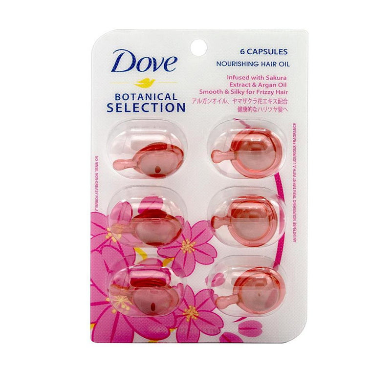 12x Dove Botanical Selection Nourishing Hair Oil Infused With Sakura Extract & Argan Oil 6 Capsules x 1ml