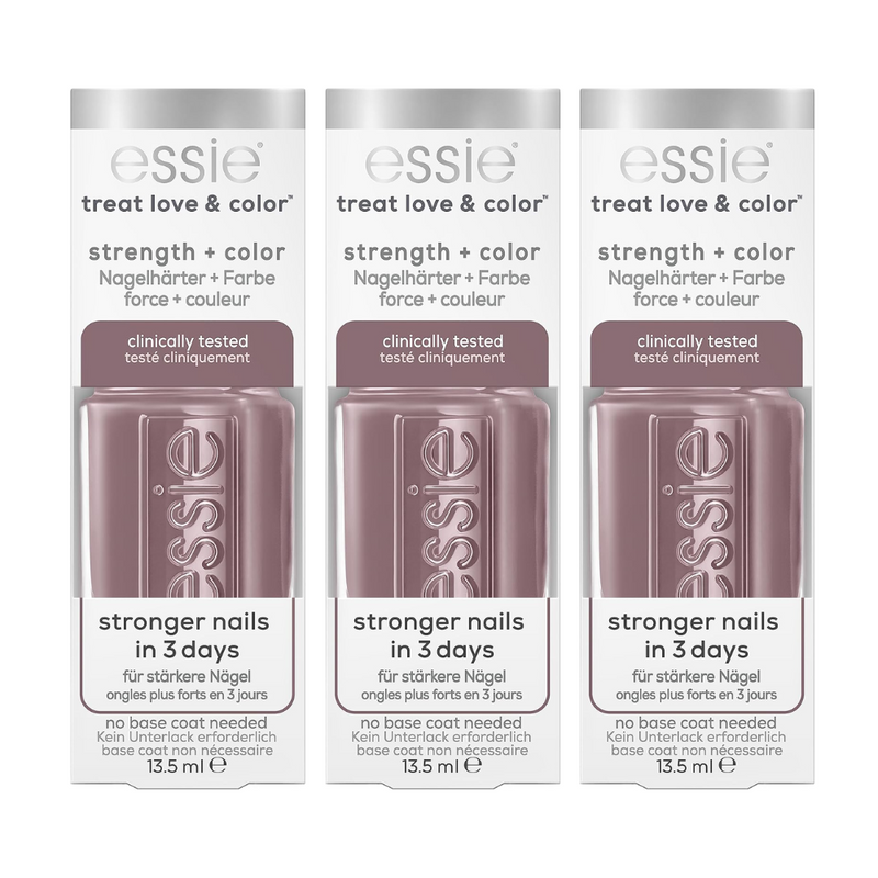 3x Essie Strength + Color Nail Polish 90 On The Mauve 13.5ml