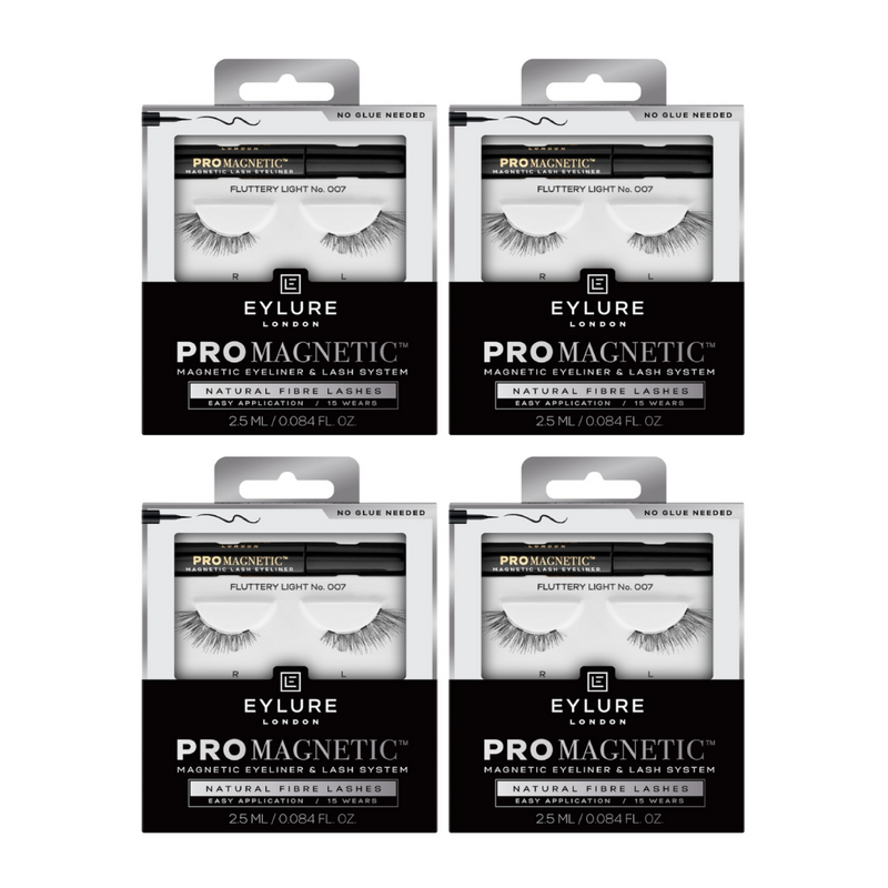 4x Eylure London Pro Magnetic Eyeliner & Lash System Fluttery Light 007 Lashes 2.5ml