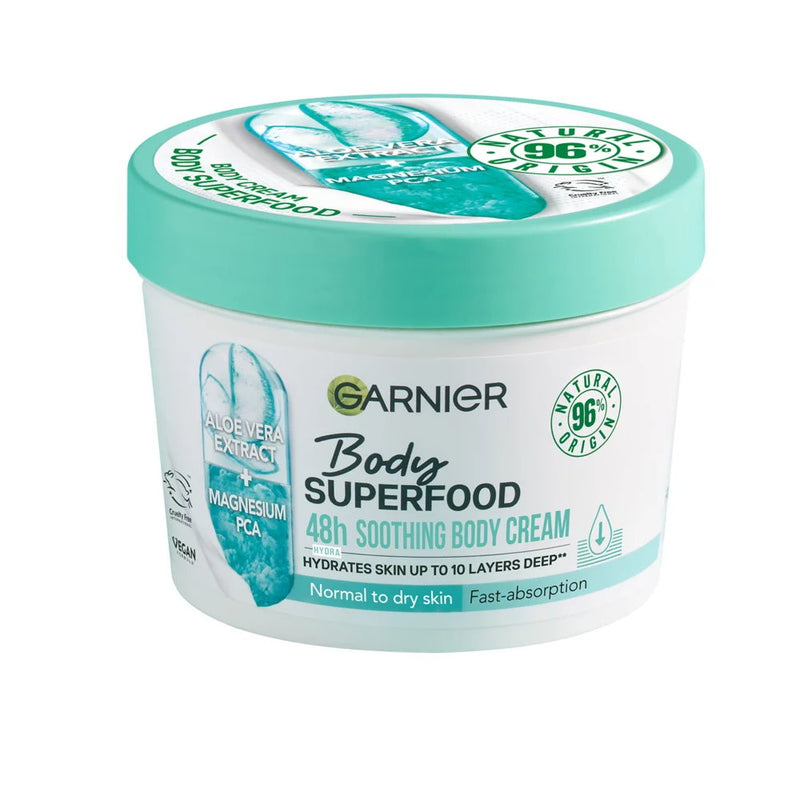 3x Garnier Body Superfood Aloe Vera & Magnesium Body Cream 380ml