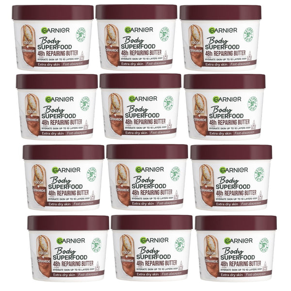 12x Garnier Body Superfood Cocoa & Ceramide Body Cream 380ml