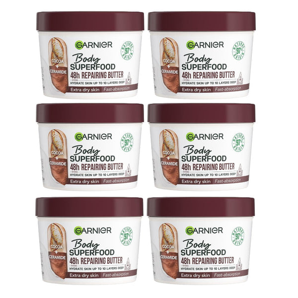 6x Garnier Body Superfood Cocoa & Ceramide Body Cream 380ml