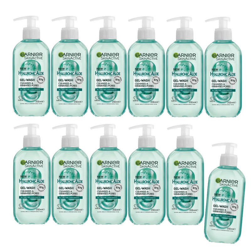 12x Garnier Skin Active Hyaluronic Aloe Gel Cleanser 200ml