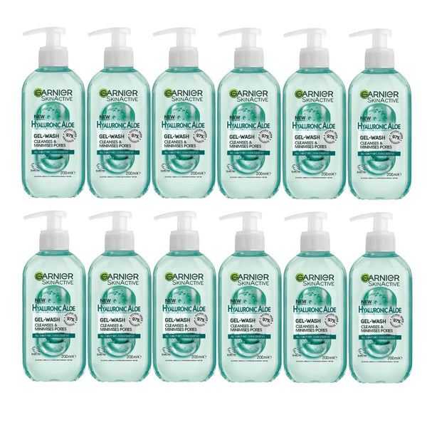 12x Garnier Skin Active Hyaluronic Aloe Gel Cleanser 200ml