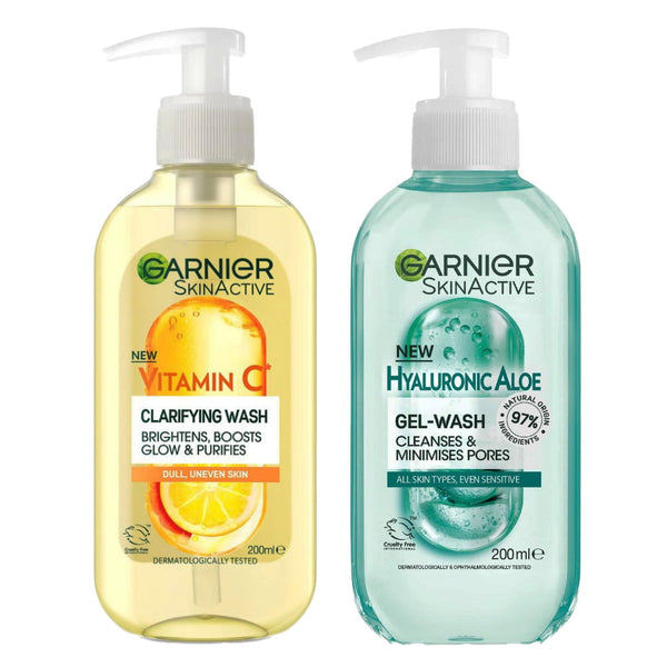 2pk Garnier Skin Active Hyaluronic Aloe and Vitamin C Brightening Gel Wash