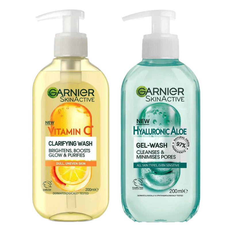 2pk Garnier Skin Active Hyaluronic Aloe and Vitamin C Brightening Gel Wash