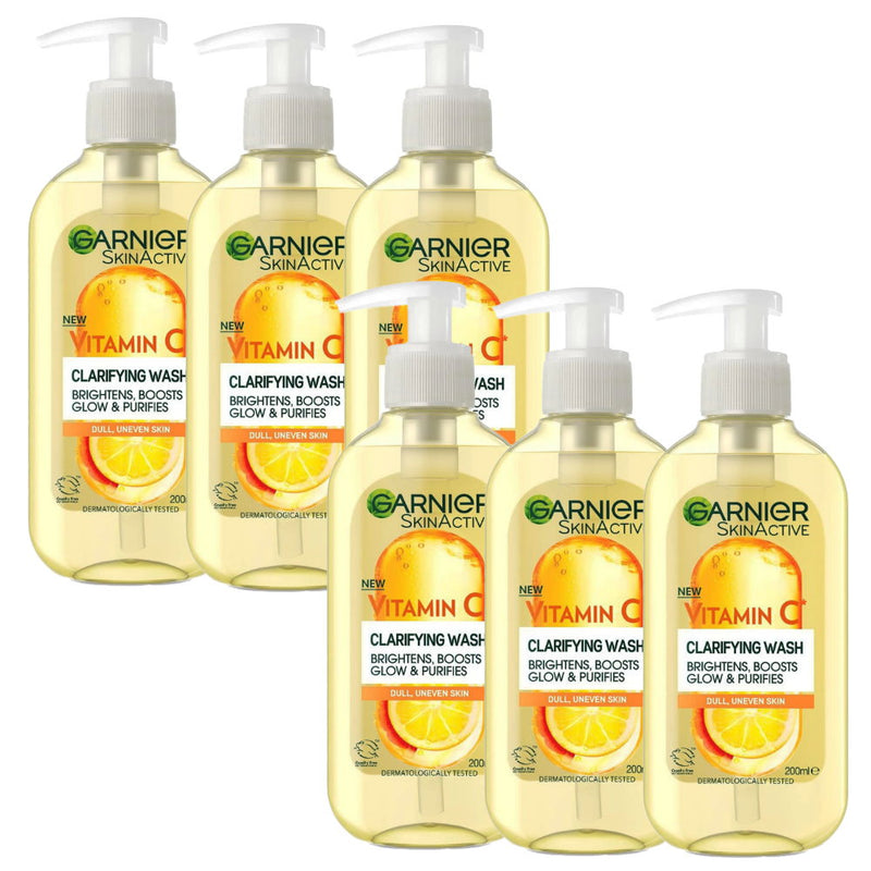 6x Garnier Skin Active Vitamin C Brightening Gel Cleanser 200ml