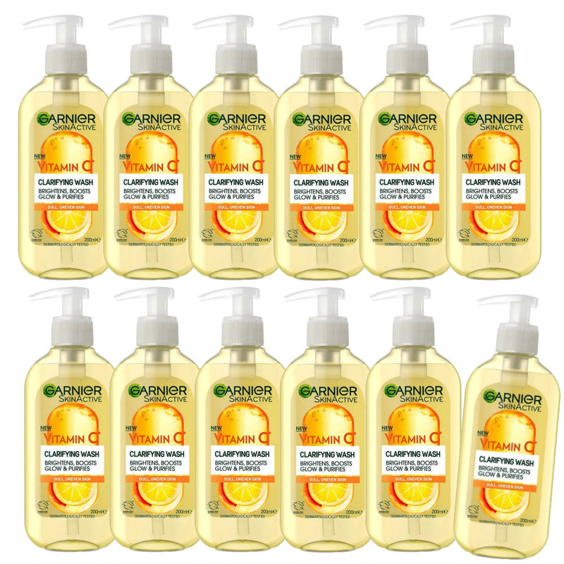 12x Garnier Skin Active Vitamin C Brightening Gel Cleanser 200ml