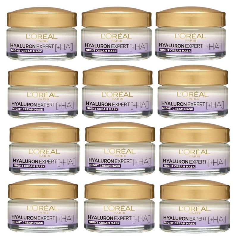 12x L'Oreal Hyaluron Expert Replumping Moisturising Night Cream Mask spf20 50ml