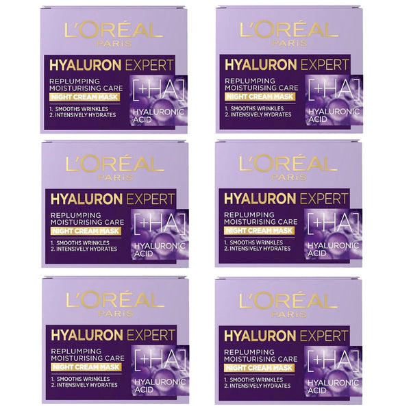 6x L'Oreal Hyaluron Expert Replumping Moisturising Night Cream Mask spf20 50ml