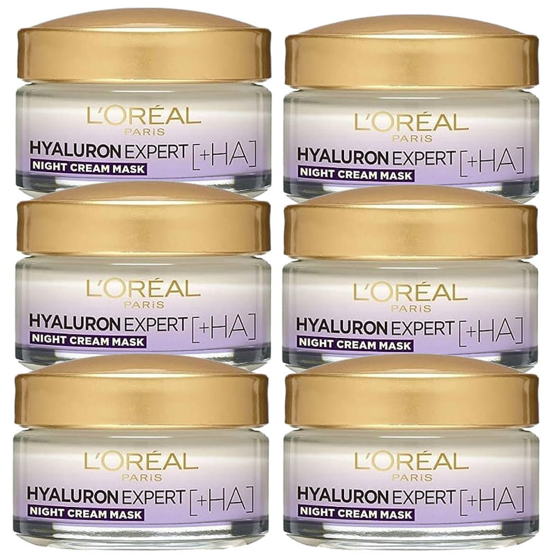 6x L'Oreal Hyaluron Expert Replumping Moisturising Night Cream Mask spf20 50ml