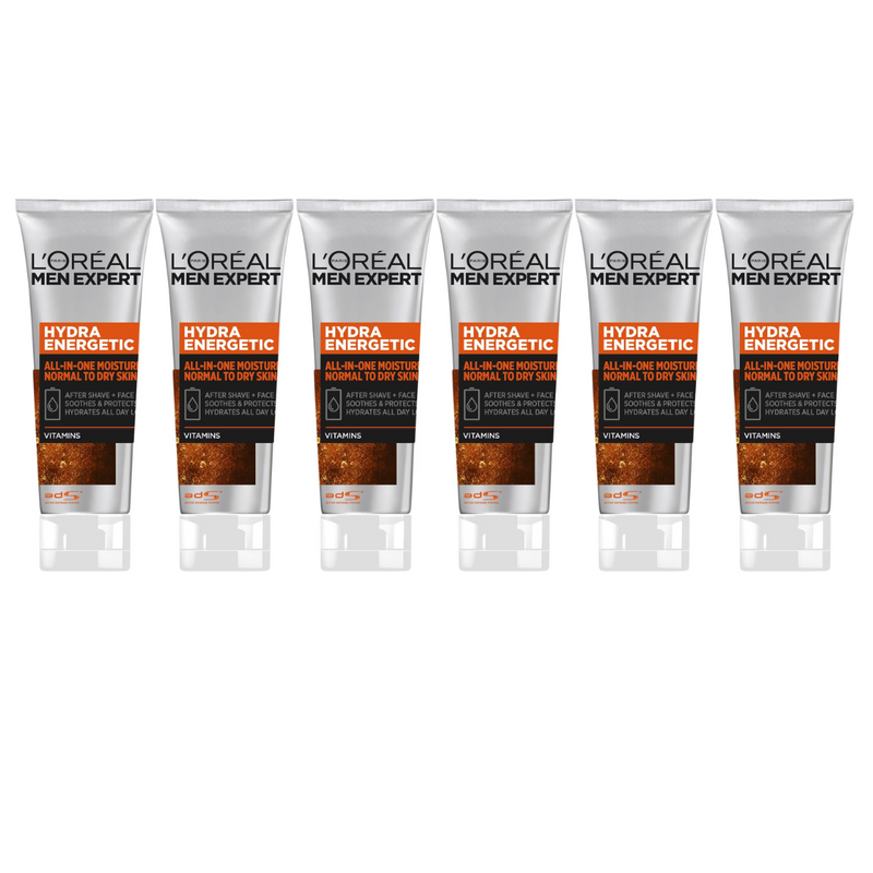 6 x LOreal Men Expert Hydra Energetic All in One Moisturiser for Normal Skin 75mL