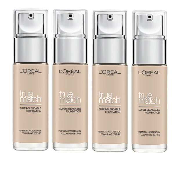 4x L'Oreal Paris True Match Super Blendable Liquid Foundation 1C Rose Ivory - Loreal Makeup Warehouse Australia