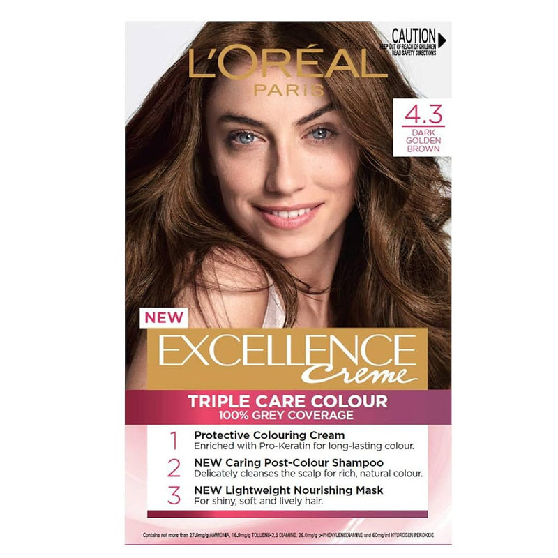 12x L'Oreal Paris Excellence Creme Permanent Hair Colour 4.3 Dark Golden Brown