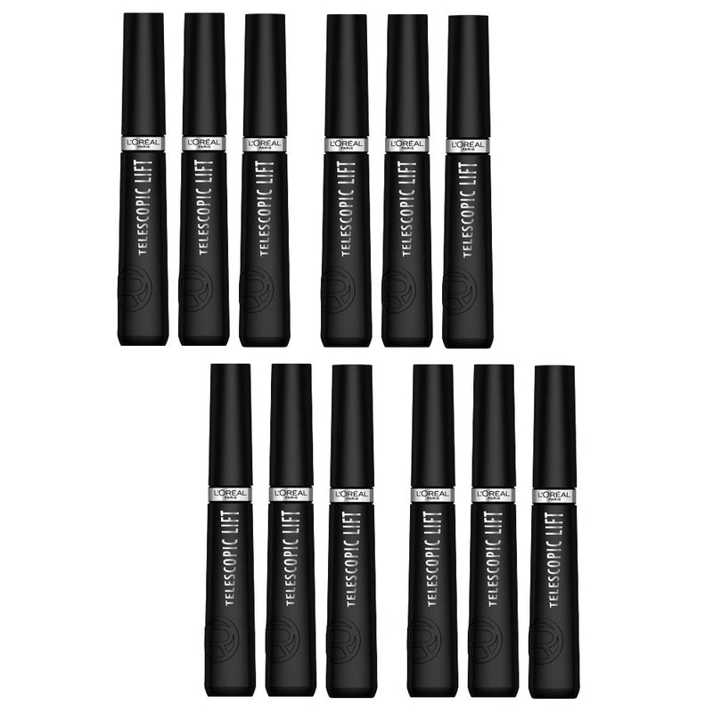 12x L'Oreal Paris Telescopic Lift Mascara 9.9ml Black