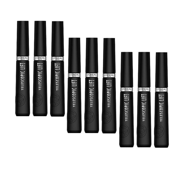 9x L'Oreal Paris Telescopic Lift Mascara 9.9ml Black