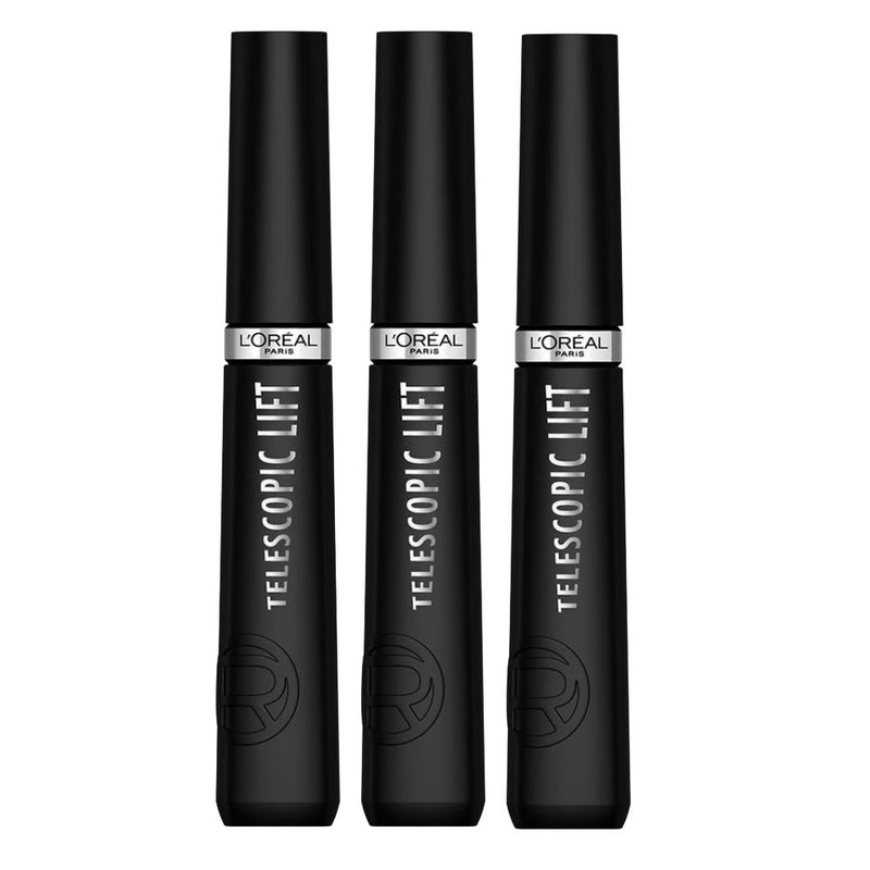 3x L'Oreal Paris Telescopic Lift Mascara 9.9ml Extra Black