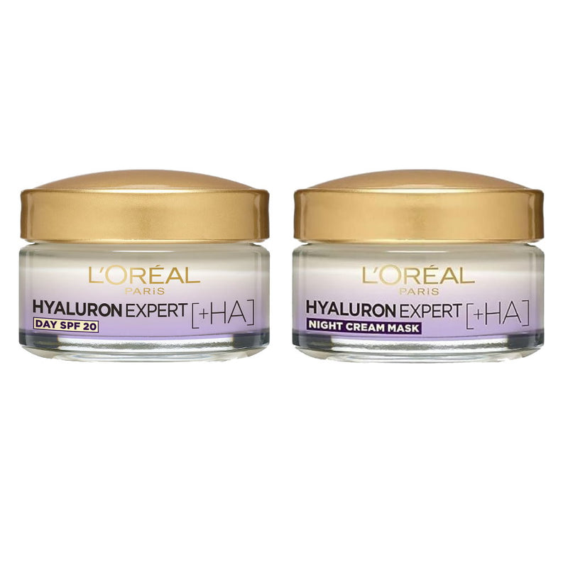 2pk Day and Night SET - L'Oreal Hyaluron Expert Replumping Moisturising Cream Mask