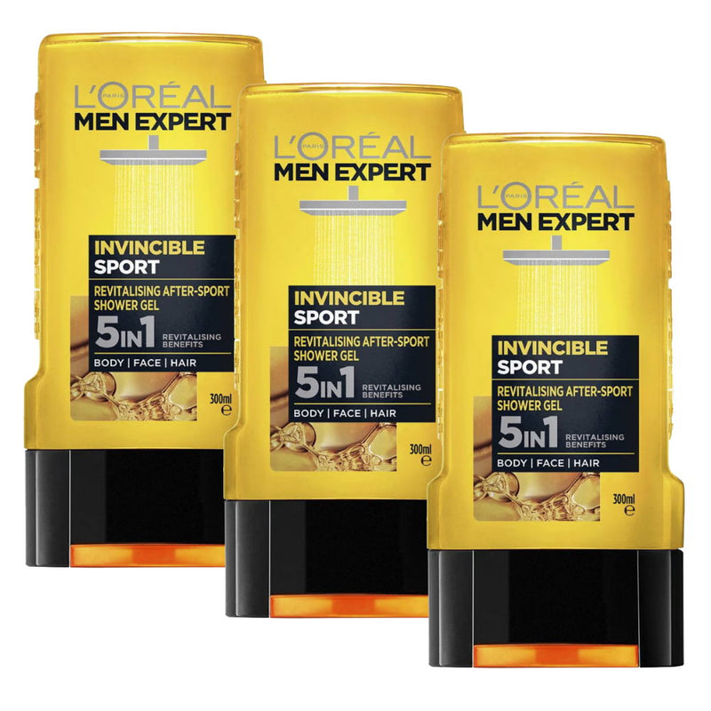 3x L'Oreal Men Expert Invincible Sport Shower Gel 300ml