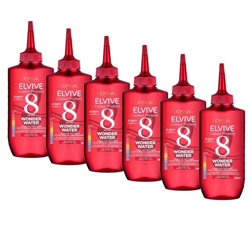 6x L'Oreal Paris Elvive Colour Protect Wonder Water Rinse Out Treatment 200ml