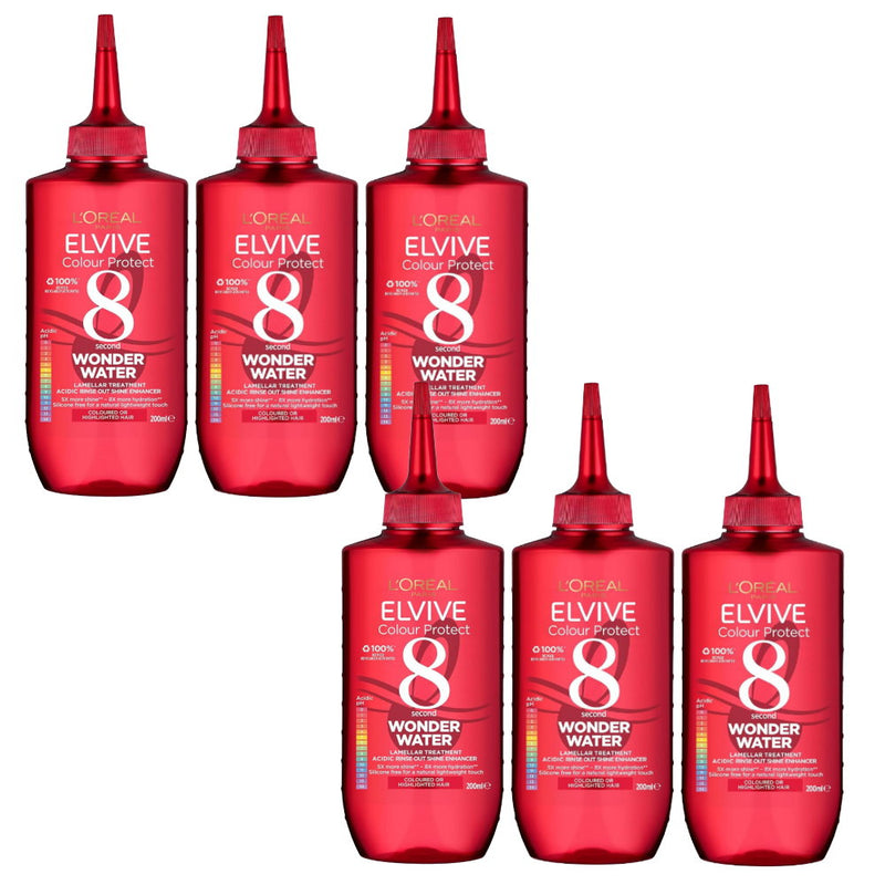 6x L'Oreal Paris Elvive Colour Protect Wonder Water Rinse Out Treatment 200ml