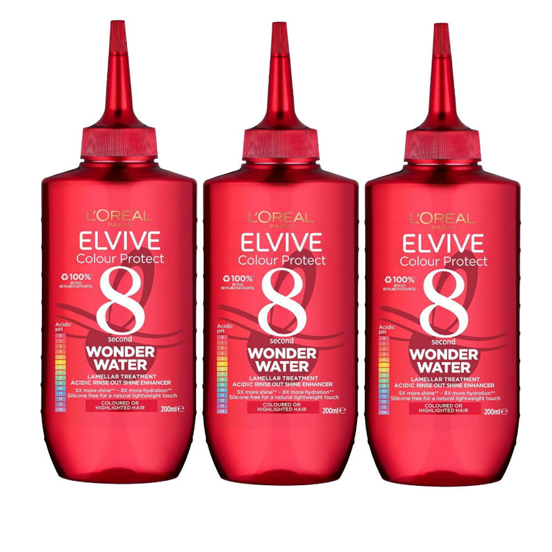 3x L'Oreal Paris Elvive Colour Protect Wonder Water Rinse Out Treatment 200ml