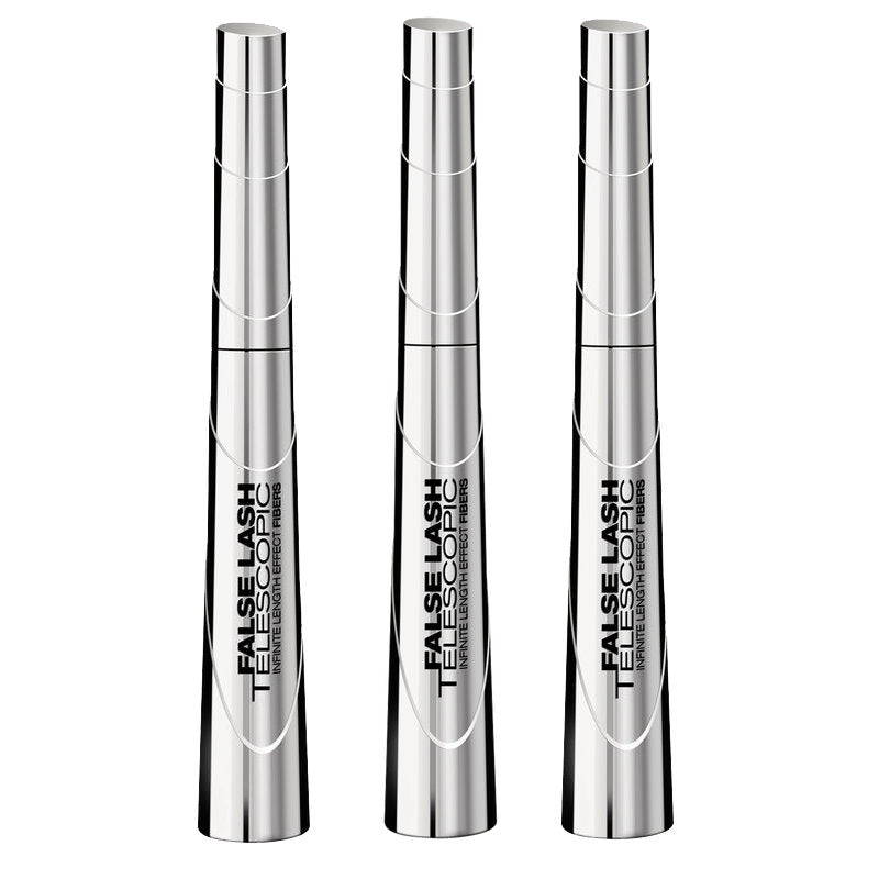 3x L'Oreal Paris Telescopic Lengthening Mascara 9ml Magnetic Black