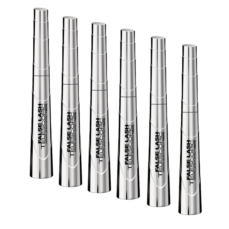 6x L'Oreal Paris Telescopic Lengthening Mascara 9ml Magnetic Black