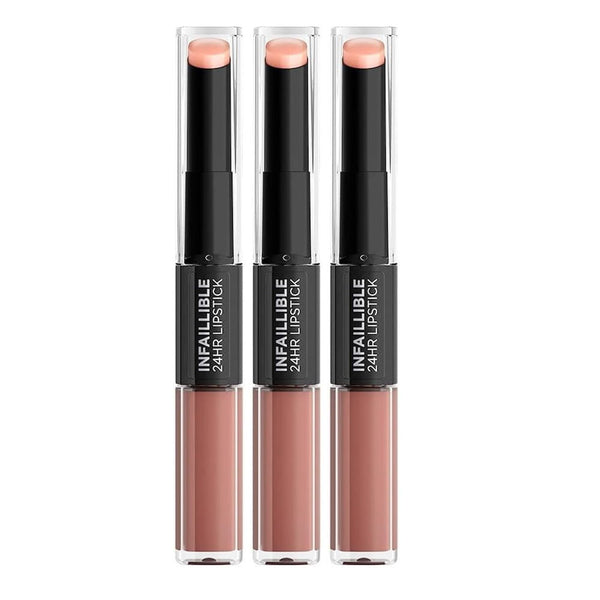 3x L'Oreal Paris Infallible 2 Step Lipstick 113 Invincible Sable