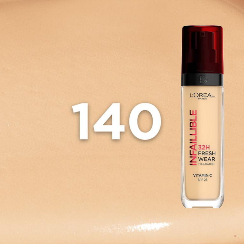 6x L'Oreal Paris Infallible 32H Fresh Wear Foundation SPF 25 30ml 140 Cool Undertone